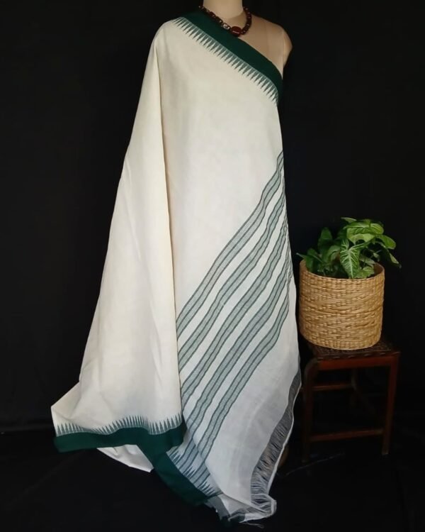 Ponduru Handspun Handwoven Cotton Saree with Temple Border - (POND0009) - Image 6