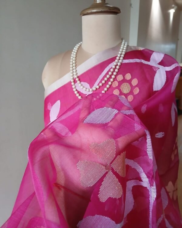 Handweave Jamdani Silk Saree – (SJMS1102) - Image 3