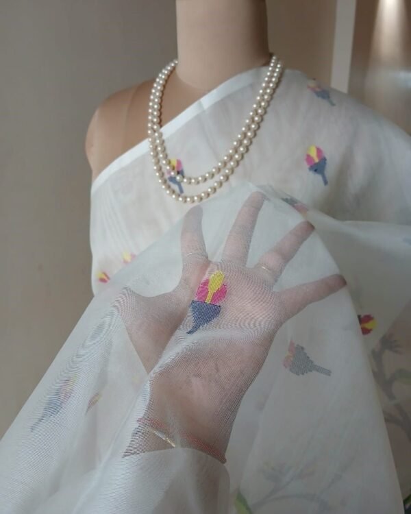 Handweave Jamdani Silk Saree – (SJMS1107) - Image 3