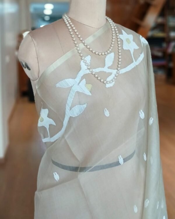 Handweave Jamdani Silk Saree – (SJMS1093) - Image 4