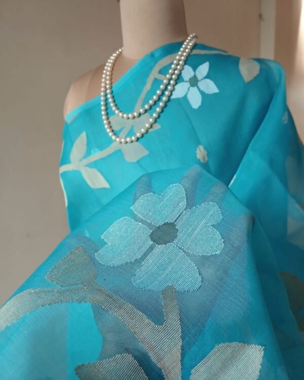 Handweave Jamdani Silk Saree – (SJMS1103) - Image 3