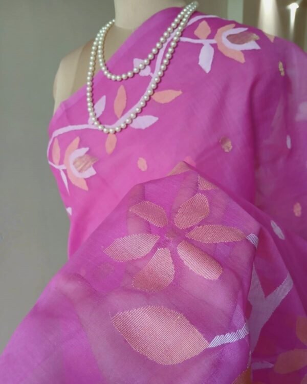 Handweave Jamdani Silk Saree – (SJMS1094) - Image 3