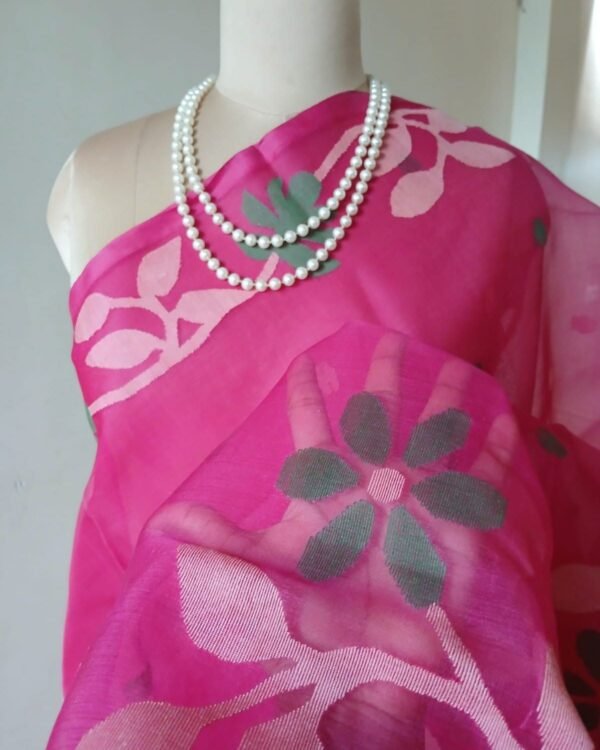 Handweave Jamdani Silk Saree – (SJMS1099) - Image 3