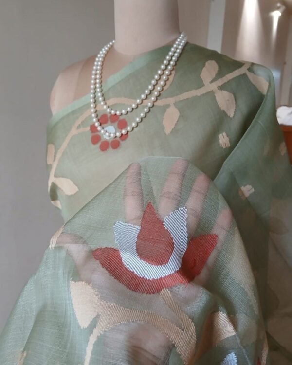 Handweave Jamdani Silk Saree – (SJMS1101) - Image 3