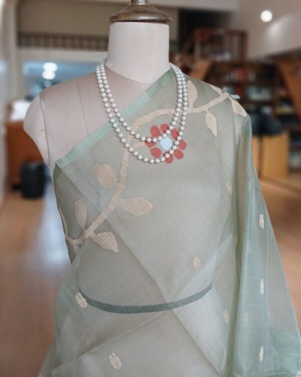 Handweave Jamdani Silk Saree – (SJMS1101) - Image 4