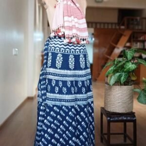 Pure Cotton Wraparound Skirt from Jodhpur - (PCWS0001) - Blue