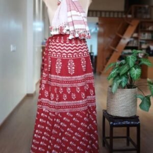 Pure Cotton Wraparound Skirt from Jodhpur - (PCWS0002) - Red
