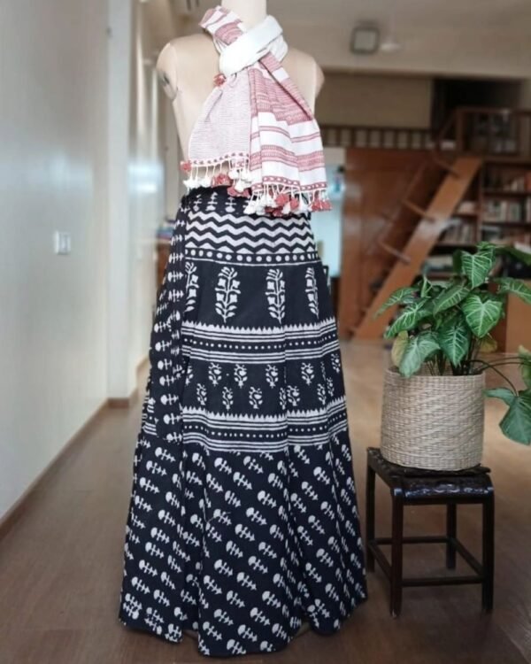 Pure Cotton Wraparound Skirt from Jodhpur - (PCWS0003) - Black