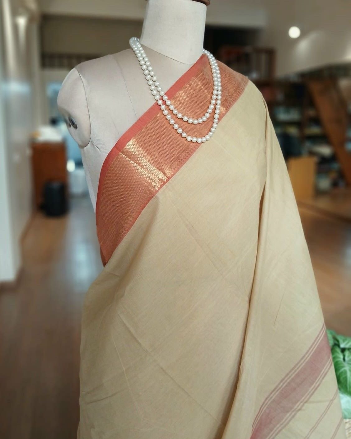 Cotton Handweave Saree from Sivagangai - (CHSS0004) - Image 3