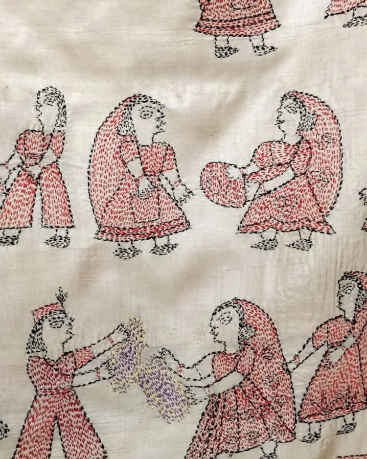 Beautiful Sujani Hand Embroidered Stole - (BSHS0001) - Image 6