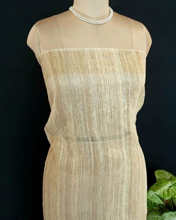 Tussar-Ghicha Silk Saree with Stripe Zari on Palla– (TGDS1011) - Image 6