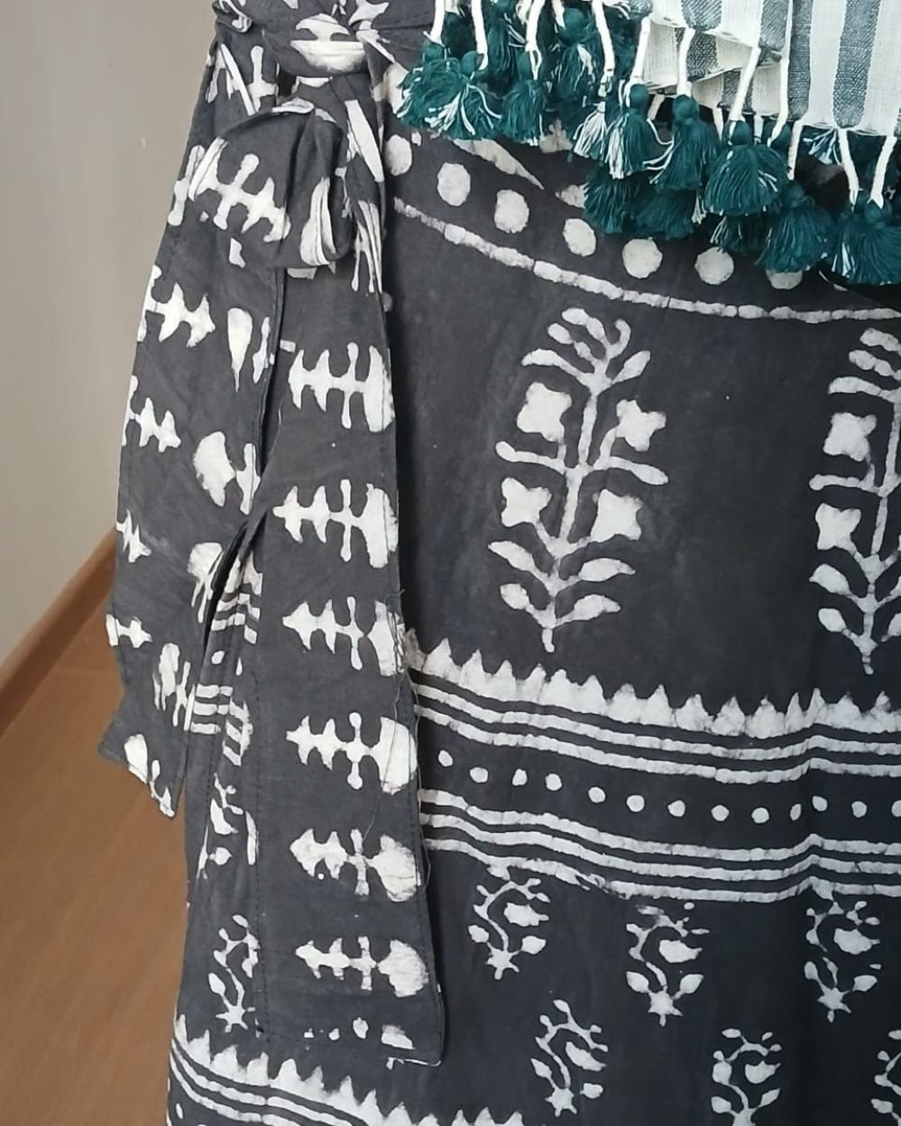 Pure Cotton Wraparound Skirt from Jodhpur - (PCWS0003) - Black - Image 2