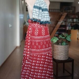 Pure Cotton Wraparound Skirt from Jodhpur - (PCWS0002) - Red