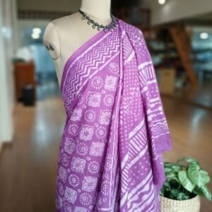 Dabu Handblock Cotton Saree from Bagru (DHCS0003)