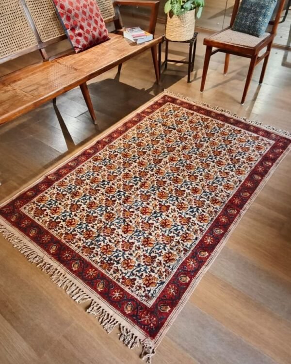 Kalamkari Dhurrie from Warangal (6 x 4 ft) – (NWKD1013) - Image 2