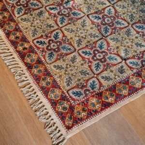 Kalamkari Dhurrie from Warangal (6 x 4 ft) – (NWKD1017)
