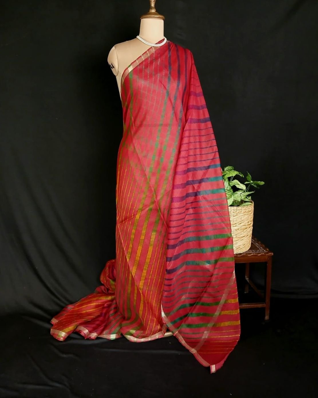 Hand Tie-Dye Leheriya on Kota Silk (HTKS0002) - Image 2