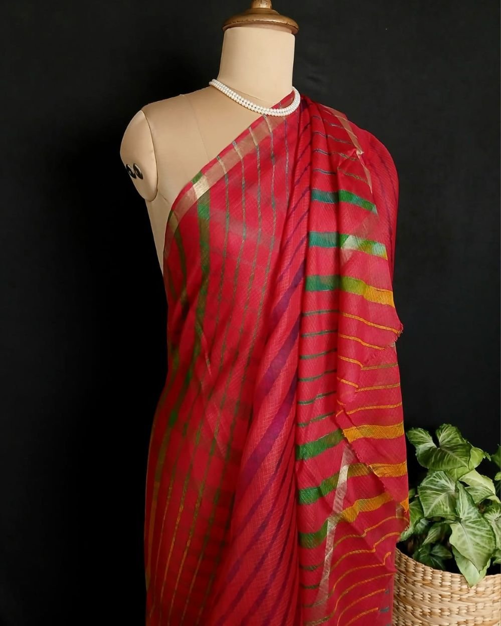 Hand Tie-Dye Leheriya on Kota Silk (HTKS0002)