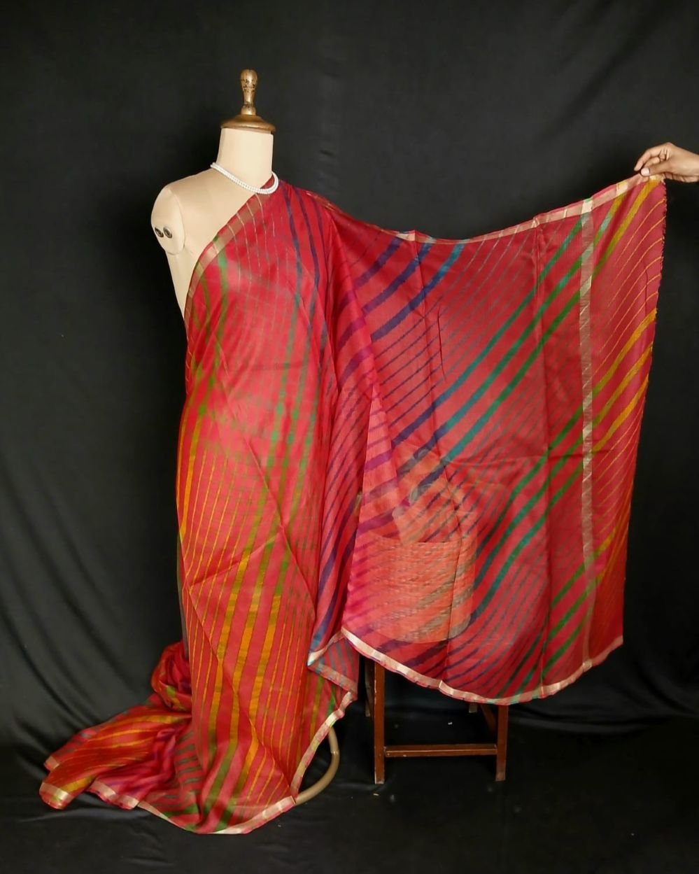 Hand Tie-Dye Leheriya on Kota Silk (HTKS0002) - Image 5