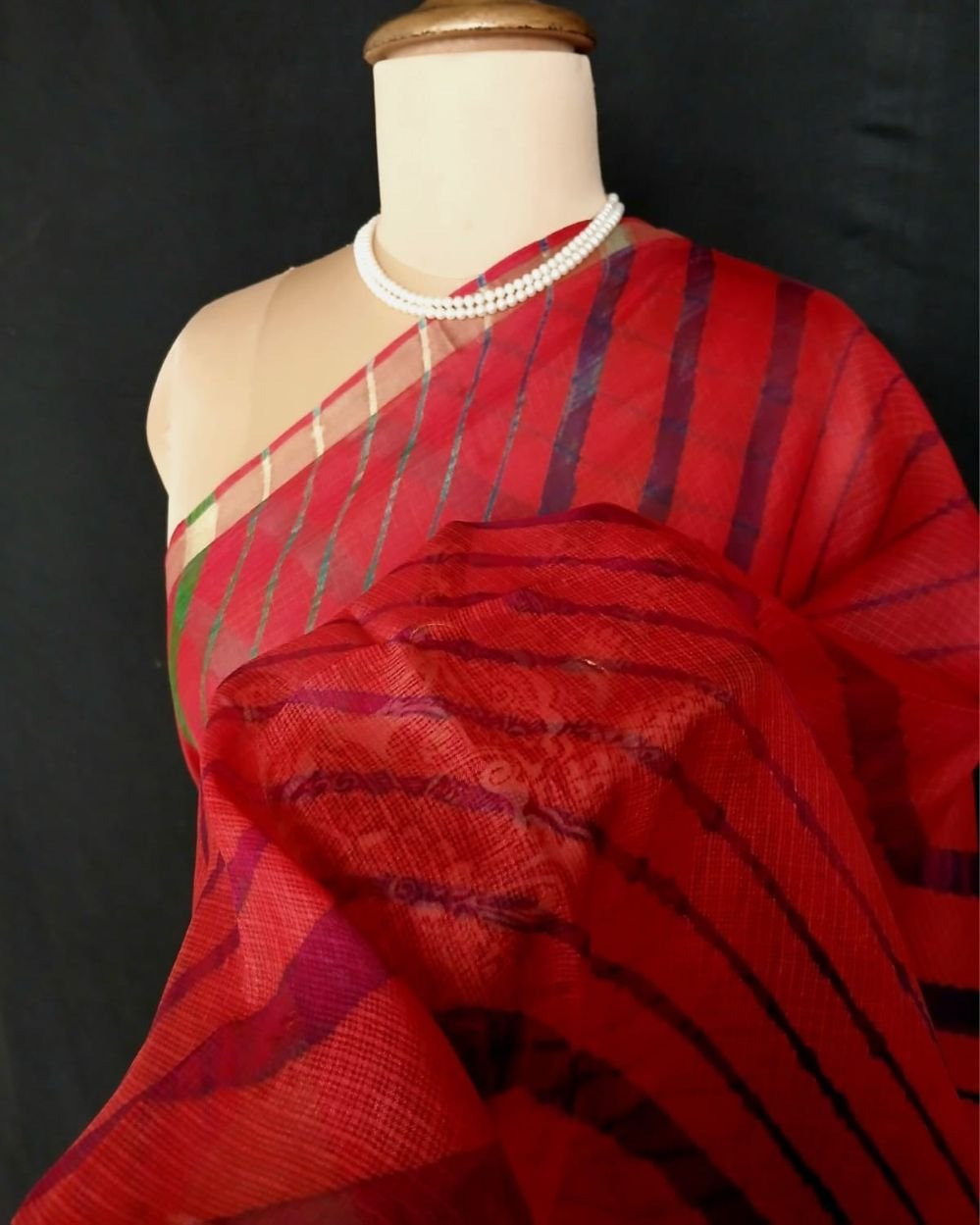 Hand Tie-Dye Leheriya on Kota Silk (HTKS0002) - Image 6