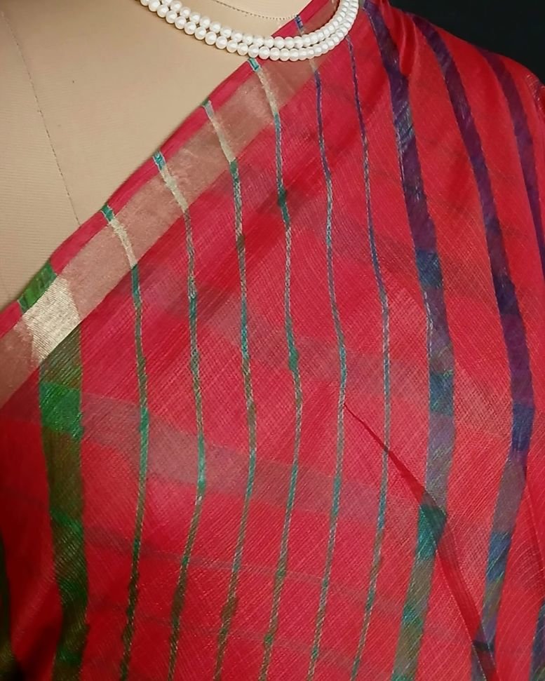 Hand Tie-Dye Leheriya on Kota Silk (HTKS0002) - Image 4