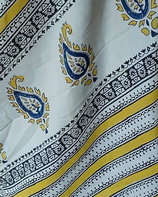 Handblock printed Mul cotton Saree from Bagru– (BHPS0001) - Image 4