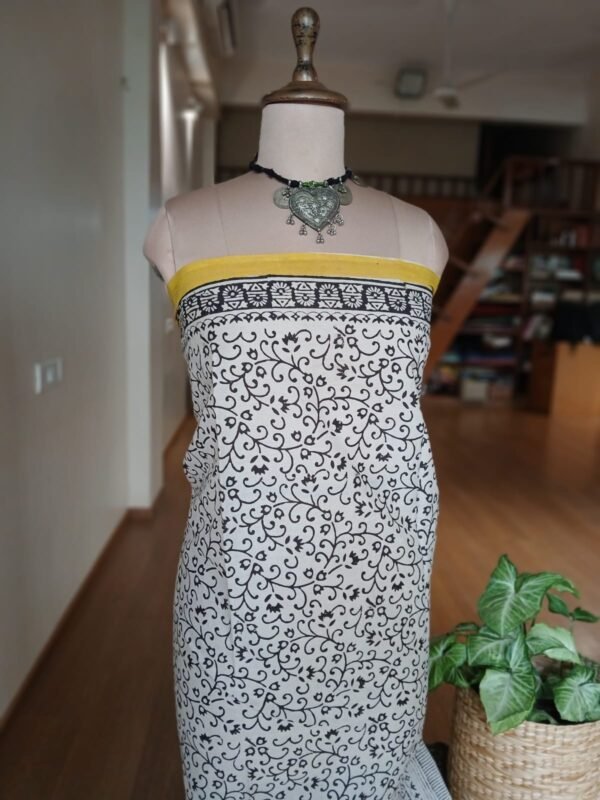 Handblock printed Mul cotton Saree from Bagru– (BHPS0003) - Image 6