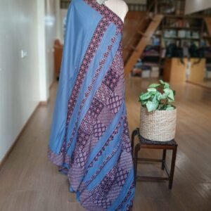 Ajrakh Applique Saree in Mul Cotton – (MCAS1026)