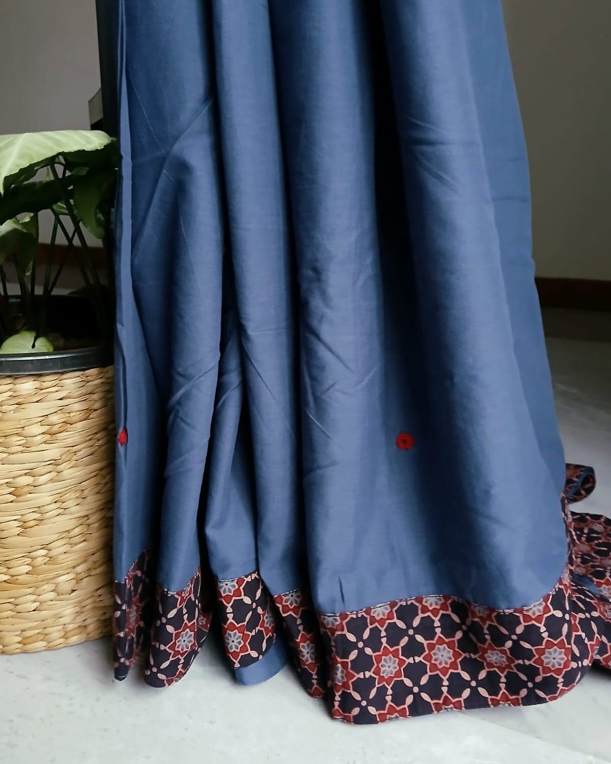 Ajrakh Applique Saree in Mul Cotton – (MCAS1034) - Image 4