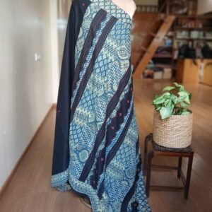 Ajrakh Applique Saree in Mul Cotton – (MCAS1027)