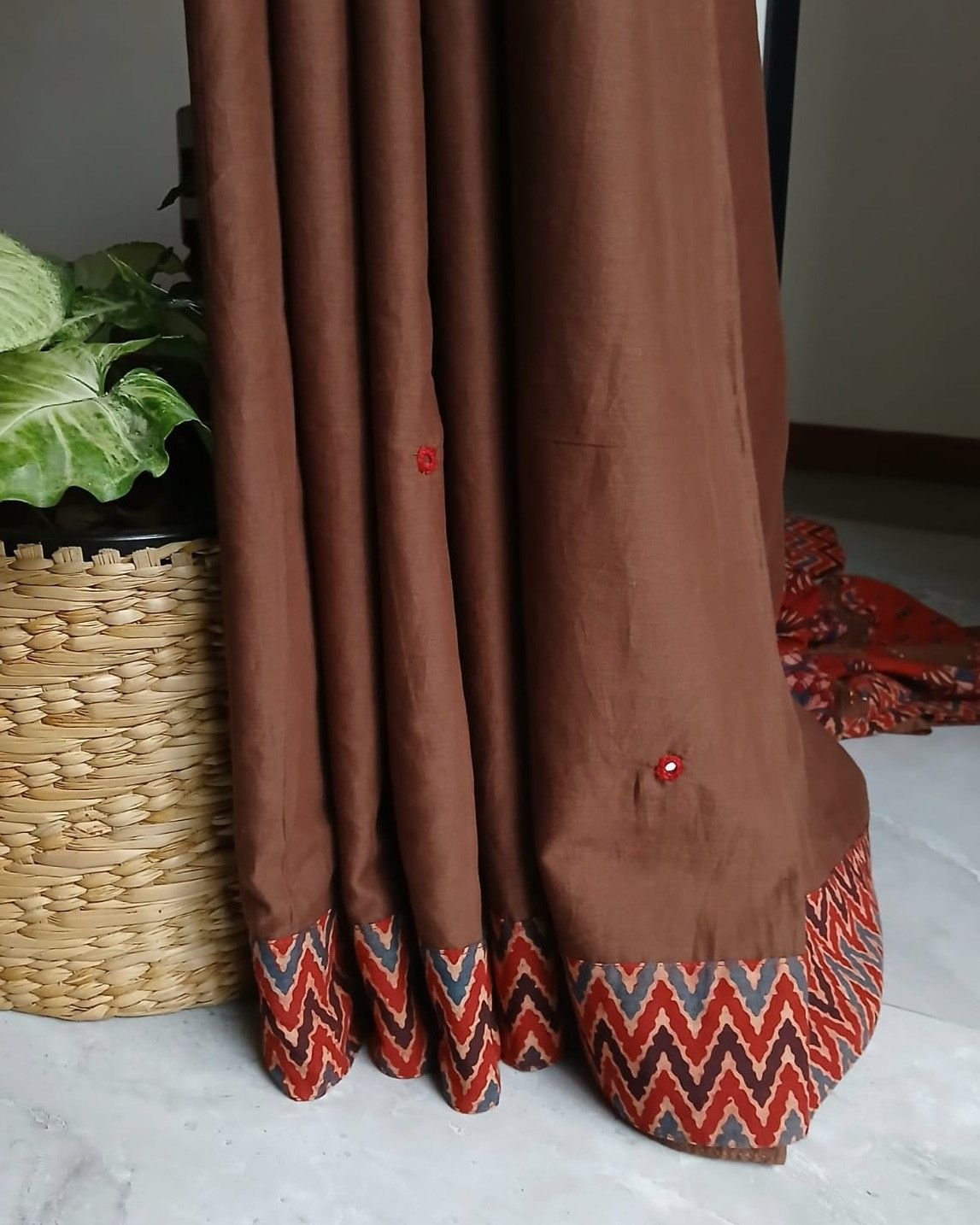 Ajrakh Applique Saree in Mul Cotton – (MCAS1030) - Image 3