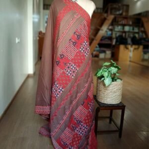 Ajrakh Applique Saree in Mul Cotton – (MCAS1030)
