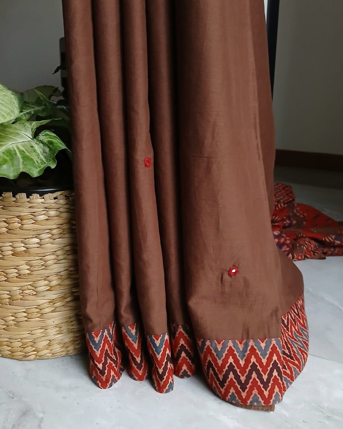 Ajrakh Applique Saree in Mul Cotton – (MCAS1032) - Image 3