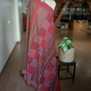 Ajrakh Applique Saree in Mul Cotton – (MCAS1032)