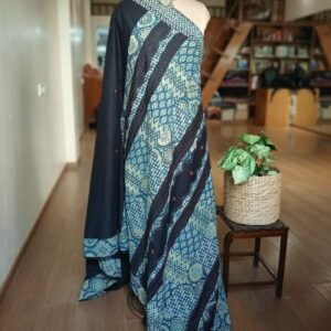 Ajrakh Applique Saree in Mul Cotton – (MCAS1033)