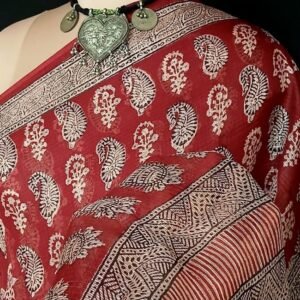 Natural Dyes Handblock from Bagh on Kota Silk - (BKSS0015)