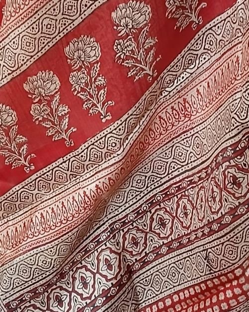 Natural Dyes Handblock from Bagh on Kota Silk - (BKSS0006) - Image 8