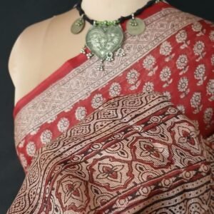 Natural Dyes Handblock from Bagh on Kota Silk - (BKSS0006)