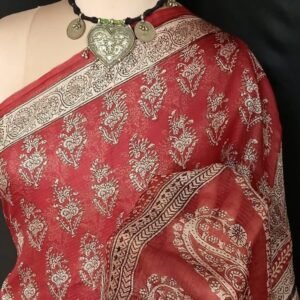 Natural Dyes Handblock from Bagh on Kota Silk - (BKSS0017)