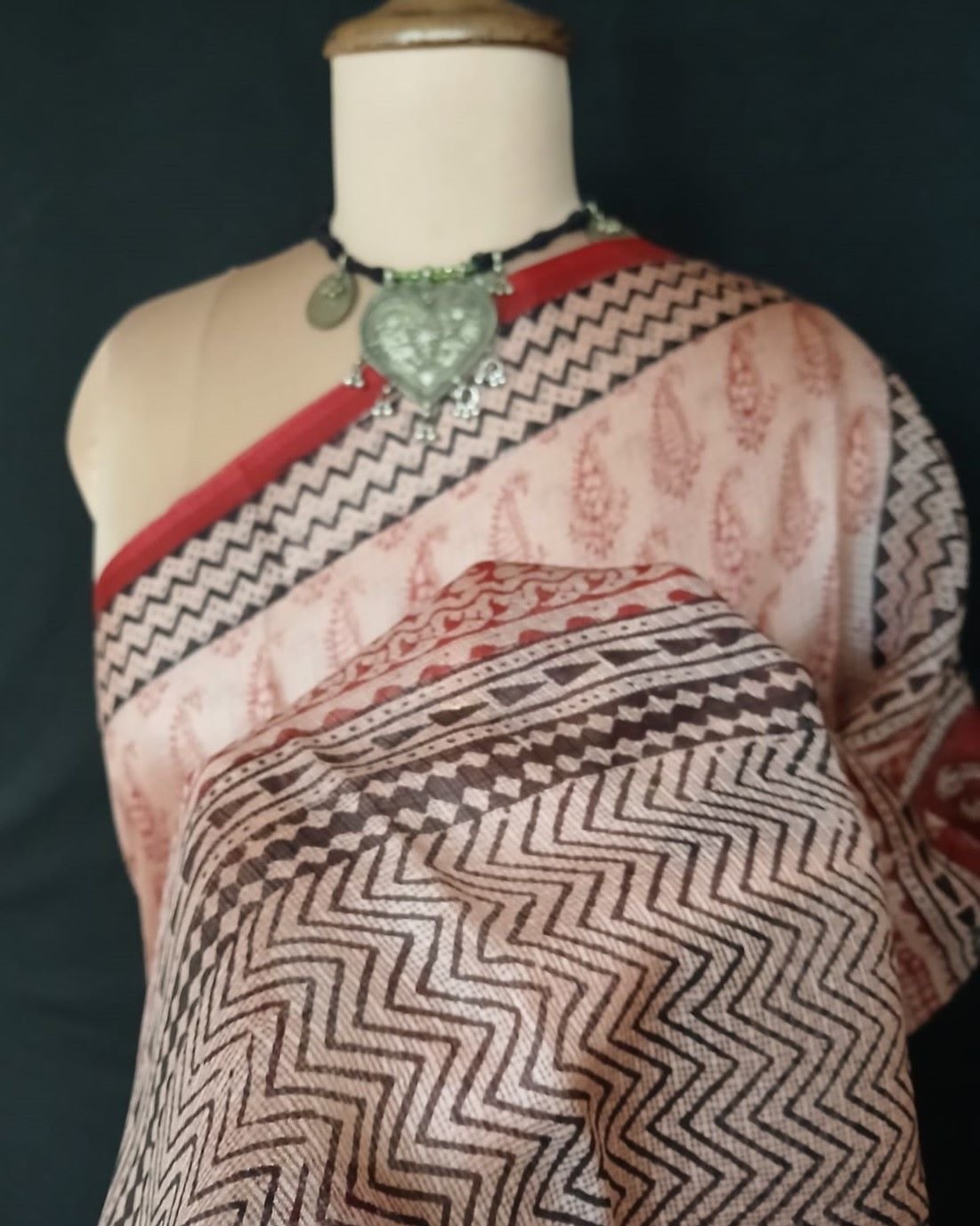Natural Dyes Handblock from Bagh on Kota Silk - (BKSS0011)