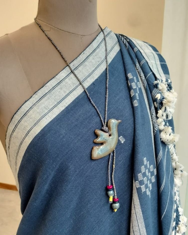 Stylish Ceramic Long Necklace with Flying Dove Motif - (SCLN0001)