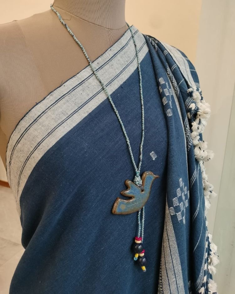 Stylish Ceramic Long Necklace with Flying Dove Motif - (SCLN0003)