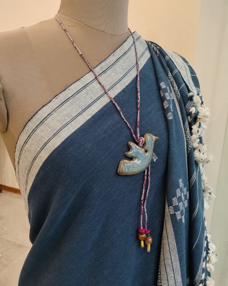 Stylish Ceramic Long Necklace with Flying Dove Motif - (SCLN0002)