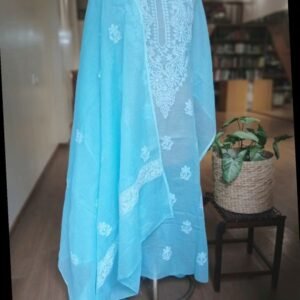 Chikankari Kurta and Dupatta Set Fabric in Kota Doria – (CKDF0006)