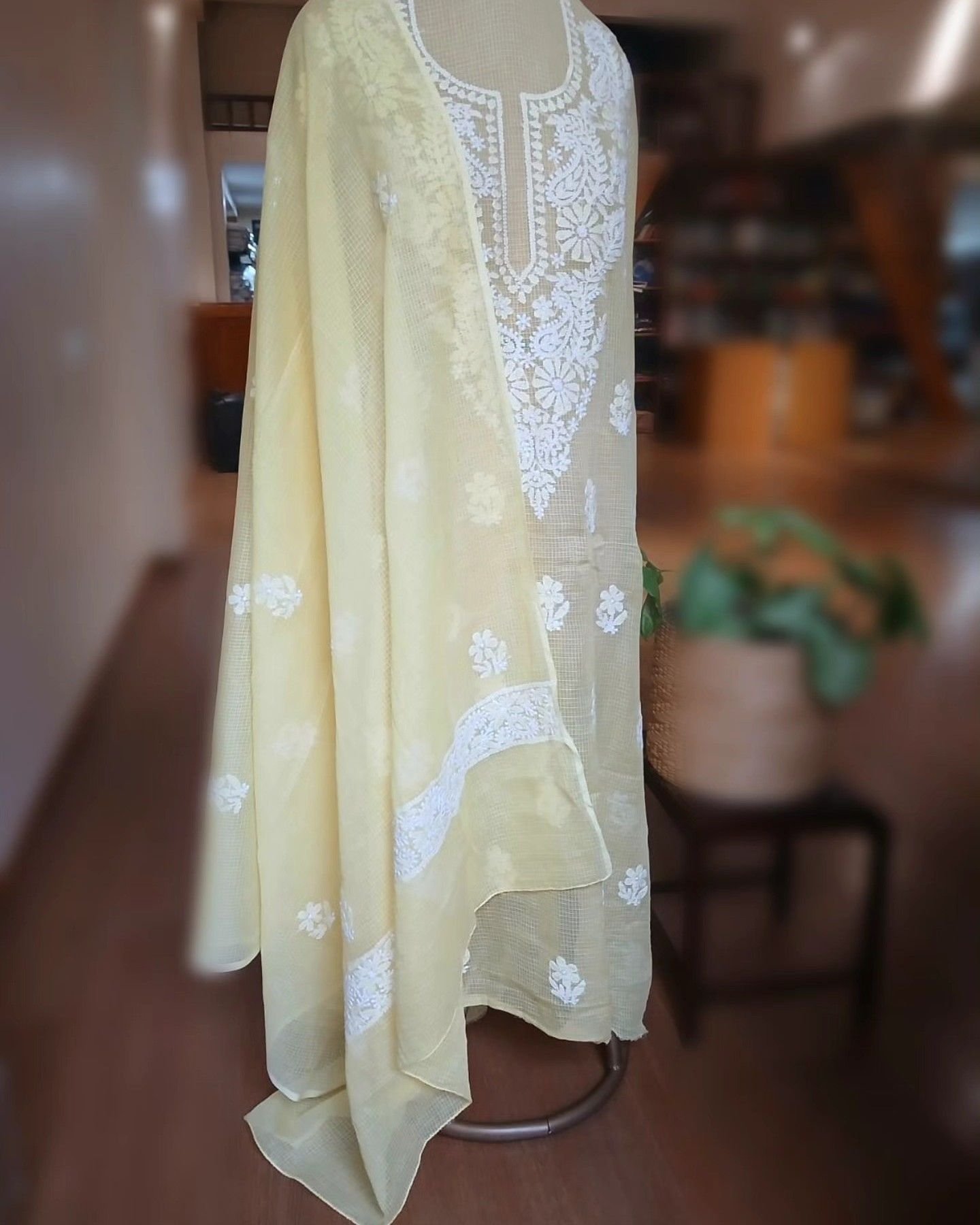 Chikankari Kurta and Dupatta Set Fabric in Kota Doria – (CKDF0009)