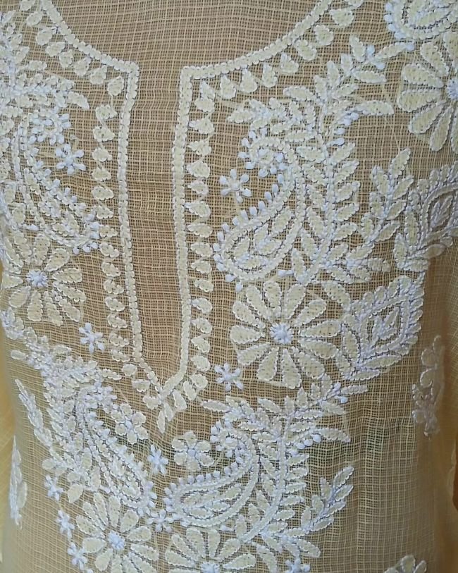Chikankari Kurta and Dupatta Set Fabric in Kota Doria – (CKDF0009) - Image 3