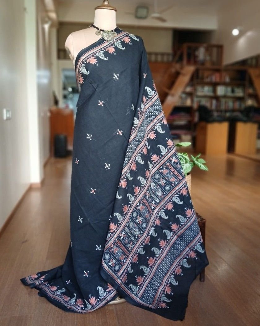 Cotton Kantha Saree from Santiniketan – (KNCS1031)