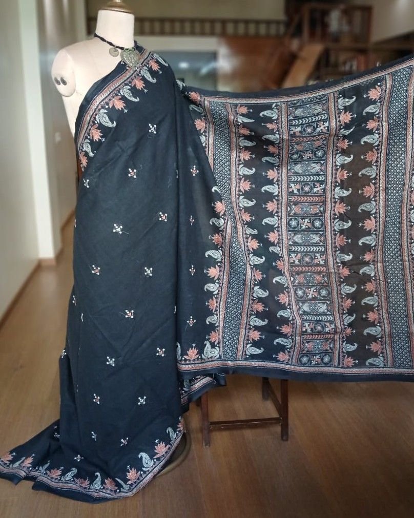 Cotton Kantha Saree from Santiniketan – (KNCS1031) - Image 2