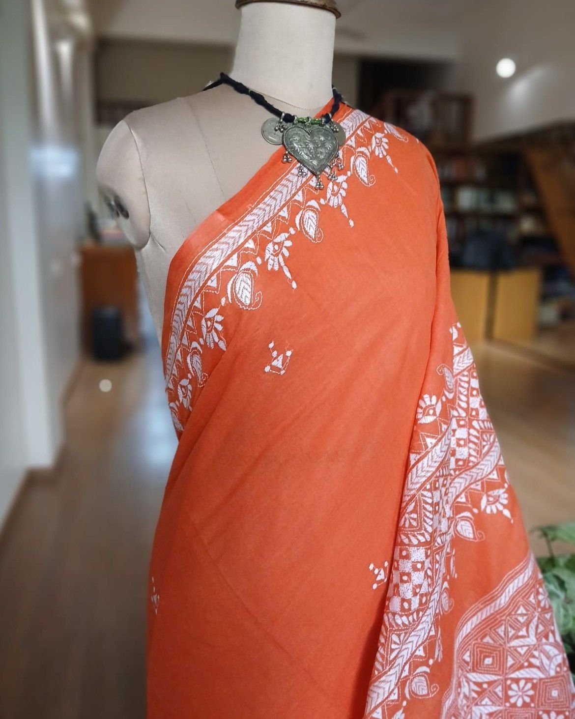 Cotton Kantha Saree from Santiniketan – (KNCS1040) - Image 3