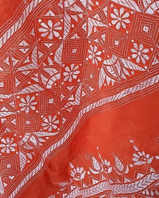 Cotton Kantha Saree from Santiniketan – (KNCS1040) - Image 8
